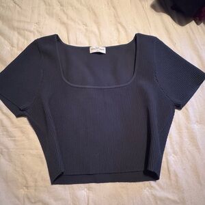 Aritzia Women's Dark Gray Ribbed Crop Top